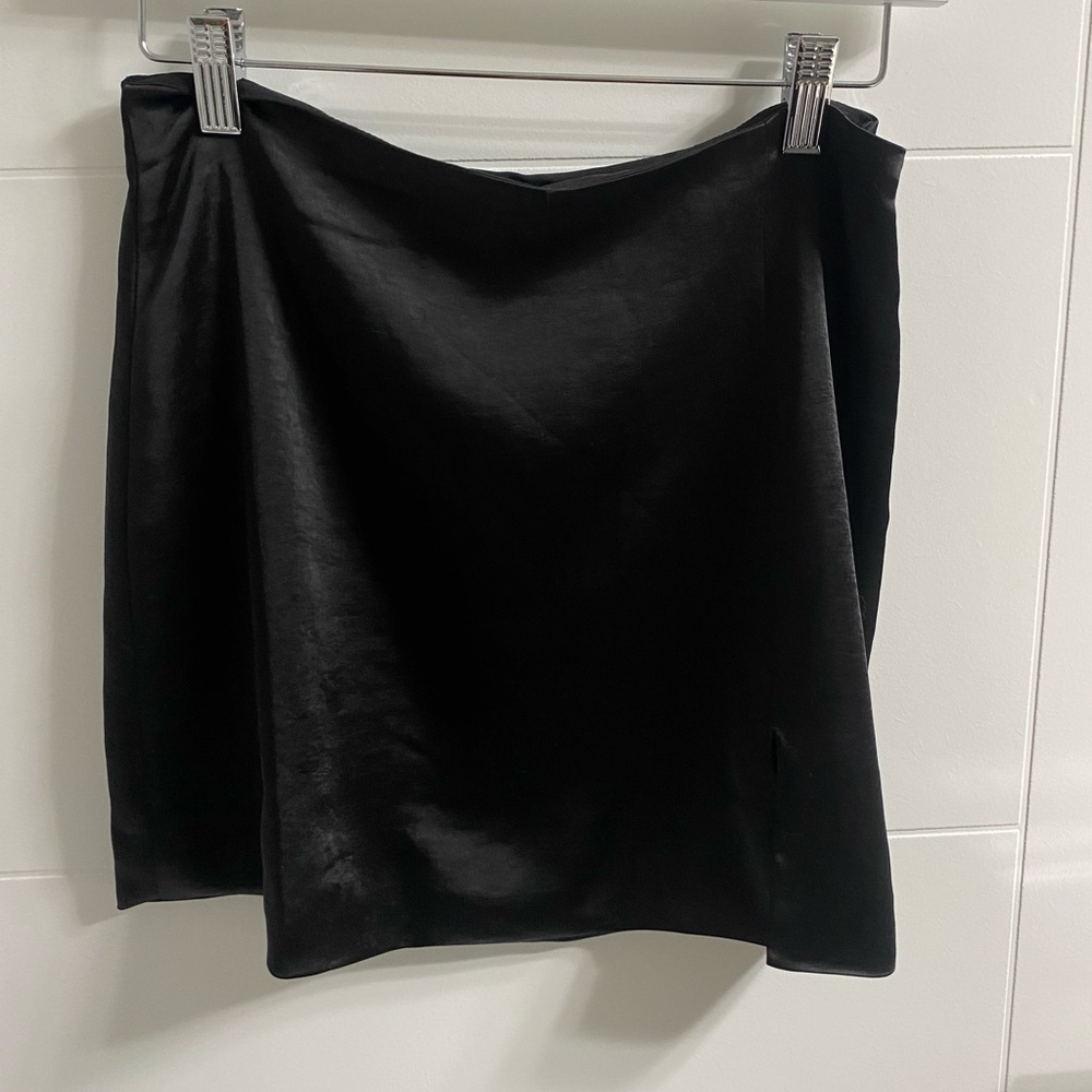Oak & Fort black silk mini skirt